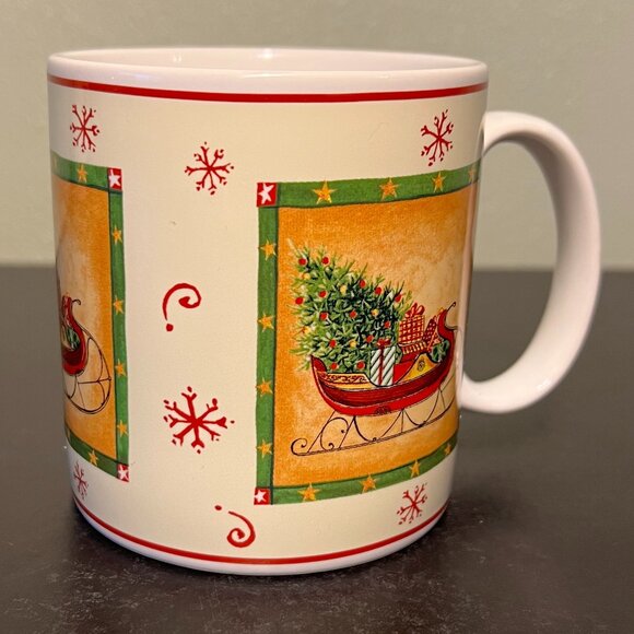 Sakura HAPPY HOLIDAYS Stoneware Mug ~ Art by Gracey Knight ~ Christmas Sleigh - Picture 5 of 9
